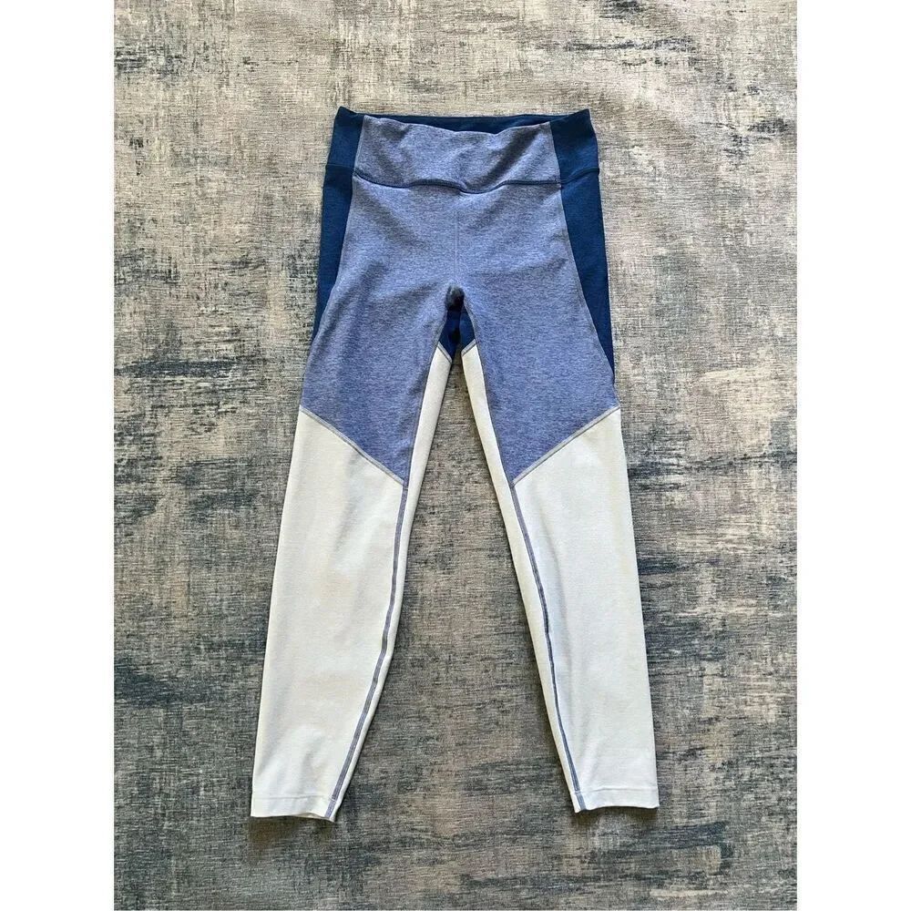 Outdoor Voices Blue Tri Tone 7/8 Warmup Athletic Leggings Medium